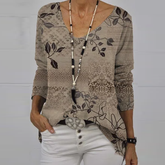 Vintage Leaf Print T-Shirt